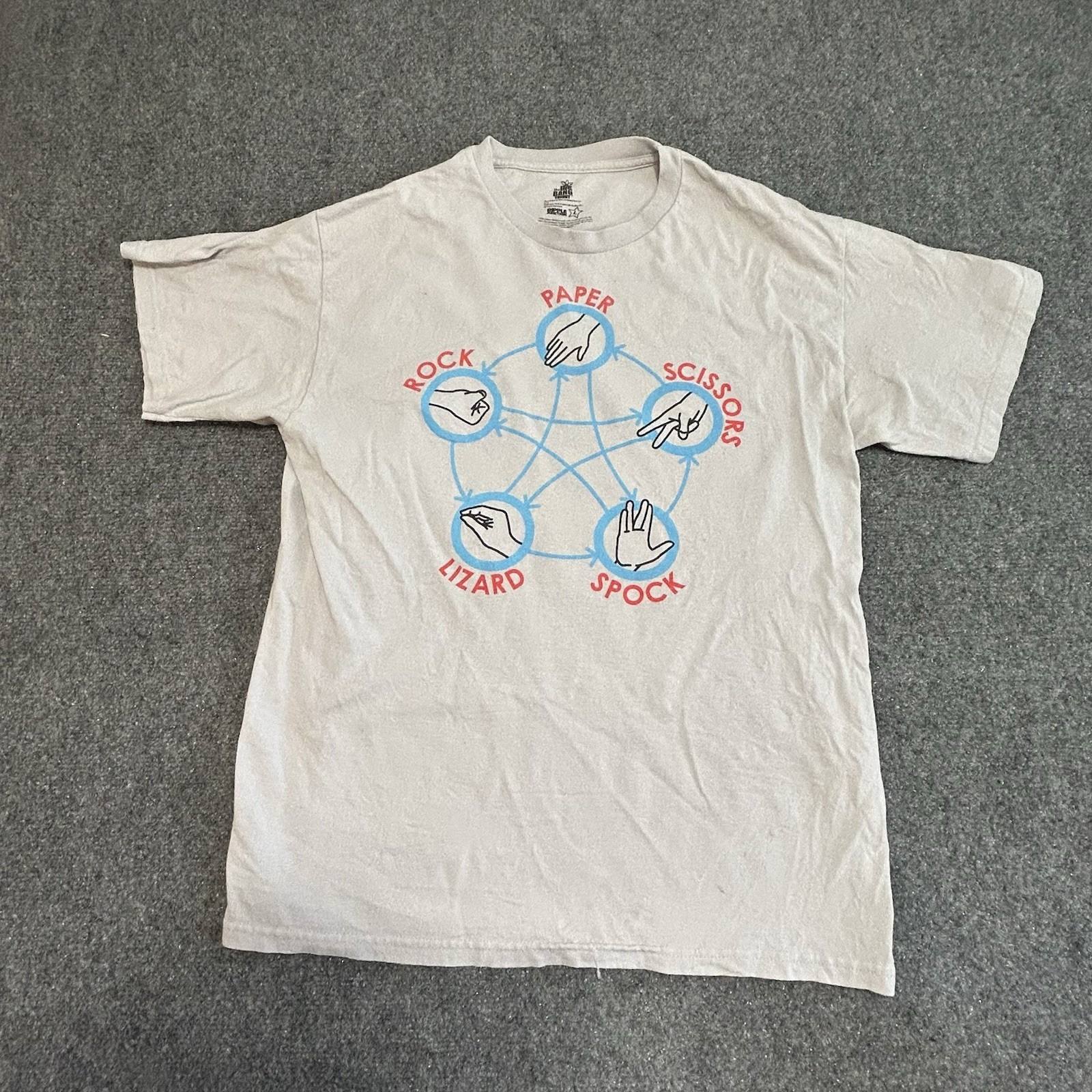 Adult Gray Comedy The Big Bang Theory Rock Paper Scissor Spock T-Shirt Tee Lg